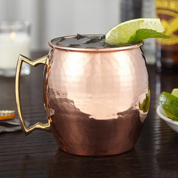 Modern Home Authentic 100% Solid Copper Hammered Moscow Mule Mug - Handmade in