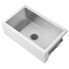 Ancona 30" Single Bowl Farmhouse Apron Kitchen Sink, White and Stainless Steel
