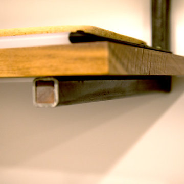 Open shelves - steel tubing & walnut
