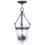 Livex Lighting - Jefferson Chain-Hang Light, Bronze - Carrying the vision of rich opulence, the Jefferson has evolved through times remaining a focal point of richness and affluence. From visions of old time class to modern day elegance, the bell jar remains a favorite in several settings of the home. Using hand blown clear seeded glass...the possibilities are endless to find a piece that matches your desired personality and vision.