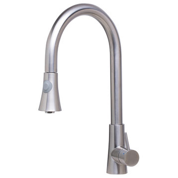 Pull Down Single Hole Kitchen Faucet, Brushed Stainless Steel