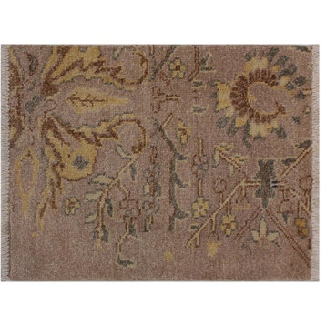 Eclectic Ziegler Adrienne Gold Hand-Knotted Wool Rug - 2'0'' x 2'10''