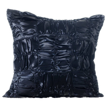 Black Decorative Pillow Covers 18"x18" Satin, Dreamy Black