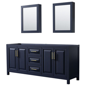Wyndham Collection WCV252580DCXSXXMED Daria 79" Double - Dark Blue / Brushed