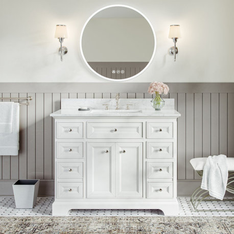 Meadowood Bath Vanity, White, 43", Single Sink, Freestanding