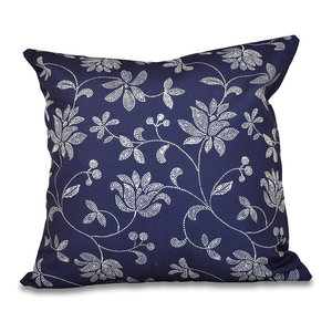 Gypsy Floral Floral Print Pillow E by design PFN556BL22BL20-20 20 x 20-inch Blue