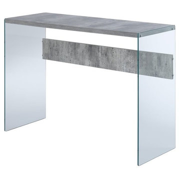 Convenience Concepts SoHo Console Table in Gray Faux Birch Wood Finish and Glass