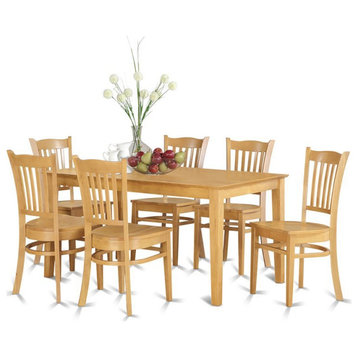 East West Furniture Capri 7-piece Traditional Wood Dinette Set in Oak