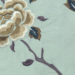 Blue Custom Made Embroidered Dupioni Silk Curtains - Windows And Doors