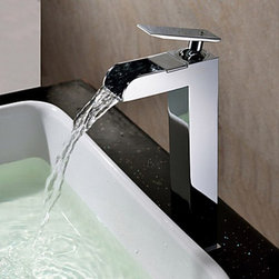 Contemporary Waterfall Chrome Finish Bathroom Sink Faucet (Tall) TQ0608 - Bathroom Sink Faucets