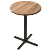 OD211 Black Table with 30" Diameter Indoor/Outdoor Natural Top, 42"