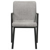 Varde Dining Accent Chair With Black Finish and Gray Fabric, Set of 2