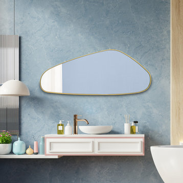 Asymmetrical Mirror, Decorative Irregular Mirror, Modern Aesthetic Mirror, Gold