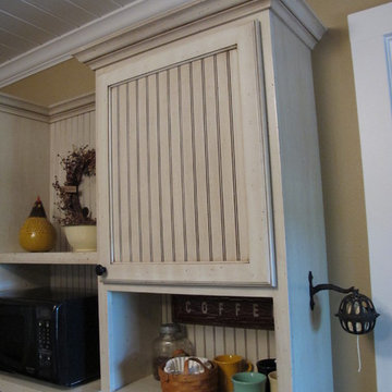 Bead Board Upper Cabinet With Crown Molding & Open Shelf
