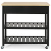Enon Contemporary Kitchen Cart with Wheels, Black + Natural