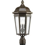 Progress - Progress P540002-020 Verdae - Three Light Outdoor Post Lantern - Wall, post and hanging lanterns in the Verdae collection offer traditional styling for a variety of exteriors. Classic and formal clear seeded glass complements a Black or Antique Bronze finish. Open bottom design allows easy access to replace lamps without removing any pieces.  Antique Bronze finish Traditional style Classic and formal clear seeded glass Open bottom design for easy relamping.Shade Included: TRUE Warranty: 1 YearRoom Style: Outdoor* Number of Bulbs: 3*Wattage: 60W* BulbType: Candelabra Base* Bulb Included: No