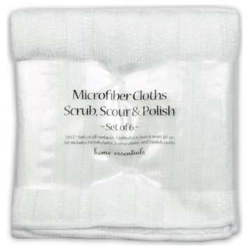 DII Modern Microfiber Assorted Scrub Scours in Polish White (Set of 6)