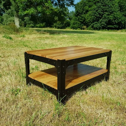 Custom Handmade Oak Industrial Coffee Table - Coffee Tables