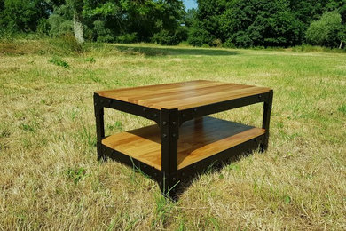 Custom Handmade Oak Industrial Coffee Table