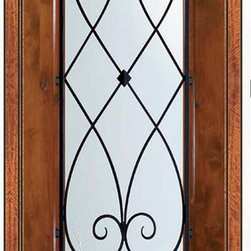 Pre-hung Single Door 96 Alder Charleston 3/4 Lite Wrought Iron - Front Doors