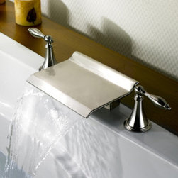 Nickel Brushed Waterfall Widespread Bathtub Faucet T0476 - Bathroom Sink Faucets