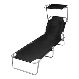 vidaXL Folding Sun Loungers 2 Pcs Textilene Black