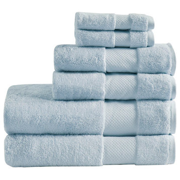Madison Park Signature Turkish Cotton 6 Piece Bath Towel Set, Light Blue