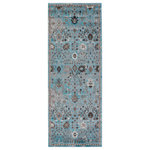 Jaipur Living - Vibe Zaniah Trellis Black and Multicolor Area Rug, Light Blue and Gray, 3'x8' - The Borealis is a stellar study in color, movement, and texture. The Zaniah rug melds traditional motifs with a cool-toned palette of light blue, gray, and white for a fresh, contemporary statement. Made of durable polypropylene, this vibrant power-loomed rug is easy-care and perfect for high-traffic rooms in the home.