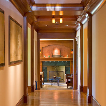 Shingle home with arts + crafts interiors