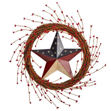 Nearly Natural W1215 20 Americana Patriotic Star Wreath Red White and Blue