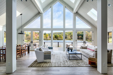 Example of a country family room design in New York