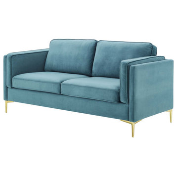 Sofa, Velvet, Blue, Modern, Living Lounge Room Hotel Lobby Hospitality