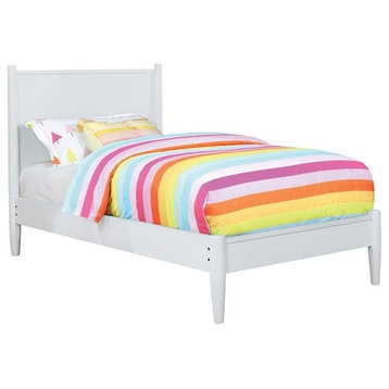 Furniture of America Belkor Solid Wood Twin Platform Bed in White