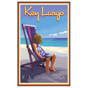 Joanne Kollman Key Largo Florida Girl Beach Chair Art Print, 12"x18"