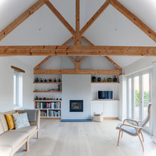 exposed trusses family  room