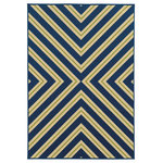 Newcastle Home - Rhodes Indoor and Outdoor Geometric Blue and Ivory Rug, 5'3"x7'6" - Rhodes is a collection of machine-made indoor/outdoor rugs showcasing simple, geometric patterns.  The clean lines, fresh colors and soft hand of the looped construction will make these rugs a welcome addition to any room or patio.