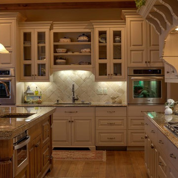 Inset cabinetry with stained Alder and painted/glazed finishes