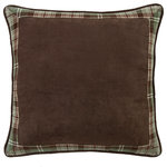 Paseo Road by HiEnd Accents - Huntsman Reversible Euro Sham, 27" x 27", 1PC - The Huntsman Faux Suede Euro Sham highlights a warm palette of tobacco, cream, evergreen and hints of burgundy, with a luxuriously soft faux suede center and rich plaid borders. This sham reverses to a plain tobacco faux suede underside, and is tailored with piping for a clean, refined finish. Coordinate with our Huntsman Comforter Set to create a sophisticated traditional or rustic-style bedroom.