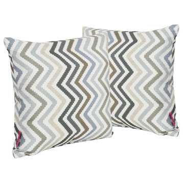 GDF Studio Lathan Indoor Water Resistant Square Throw Pillow, Gray/Blue/Brown Zi