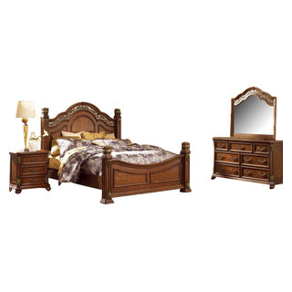  Acme Louis Philippe 4-Piece Eastern King Bedroom Set, White :  Home & Kitchen