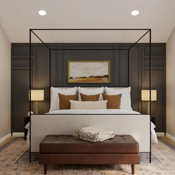 Transitional Rustic Bedroom with Poster Bed