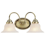 Livex Lighting - Edgemont Bath Light, Antique Brass - This two light bath vanity from the Edgemont collection is a fine and handsome fixture that features white alabaster glass. Edgemont is comprised of traditional iron forms in an antique brass finish.
