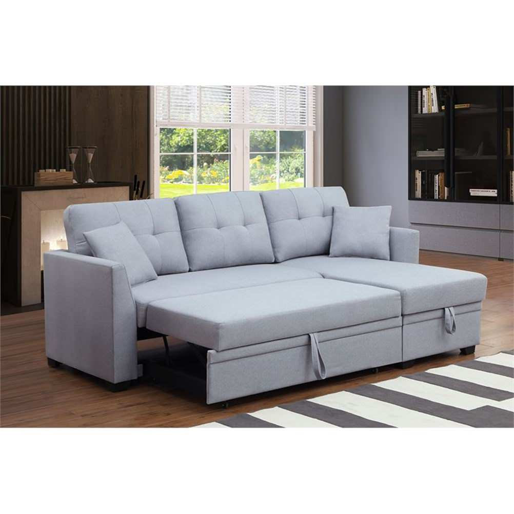 Pemberly Row 3-Seat Modern Fabric Sleeper Sectional Sofa with Storage ...