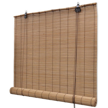 vidaXL Roller Blind Bamboo 55.1" Brown Home Sunshade Curtain Privacy Screen
