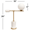 Bianca White Round Marble Body and Metal Indoor Table Lamp- 26X19, On-Off Switch
