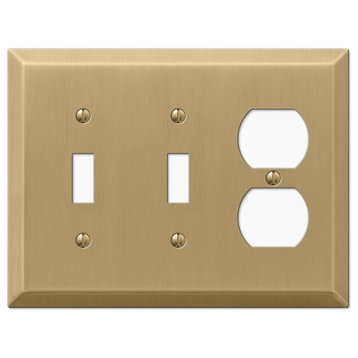 Century Steel 2-Toggle, 1-Duplex Wall Plate, Brushed Bronze