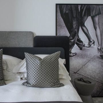 Bedroom Headboard with Geometric Cushions in Lisbon