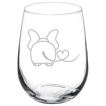 Wine Glass Goblet Elephant In Love, 17 Oz Stemless