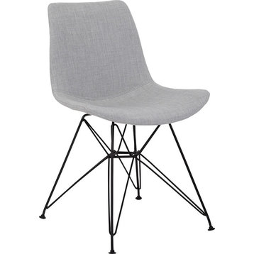 Palmetto Dining Chair, Gray Fabric With Black Metal Legs