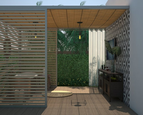 Gartendusche Design minimalistisch Edelstahl Badezimmer Ideen West Chin Architects Interior